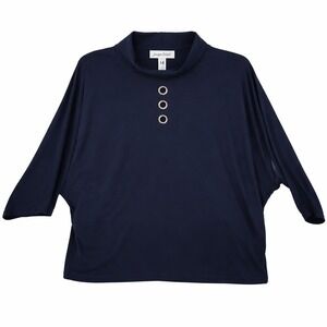 Joseph Ribkoff Navy Blue Dolman Sleeve Grommet Funnel Neck Top Size 14 Canada